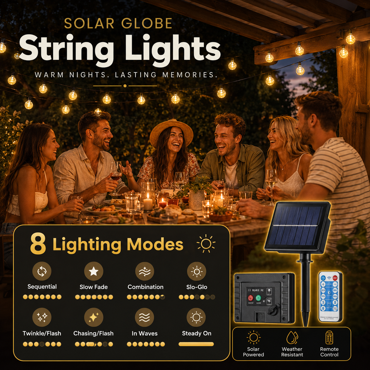 Solar Bubble Globe String Lights