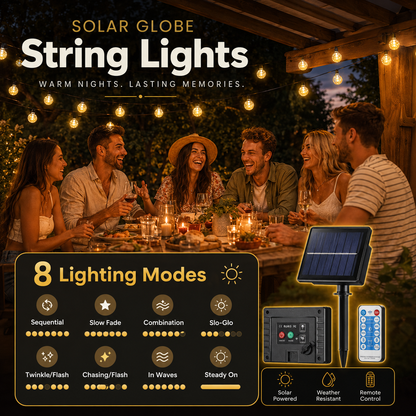 Solar Bubble Globe String Lights