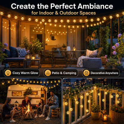 Solar Bubble Globe String Lights