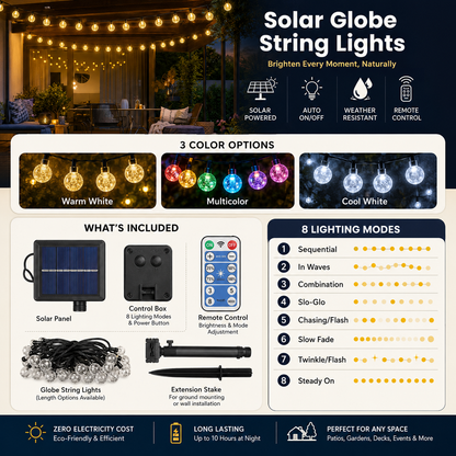 Solar Bubble Globe String Lights