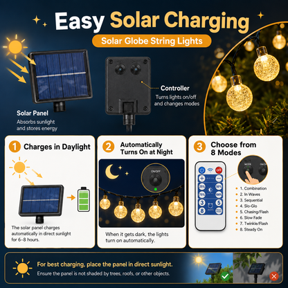 Solar Bubble Globe String Lights
