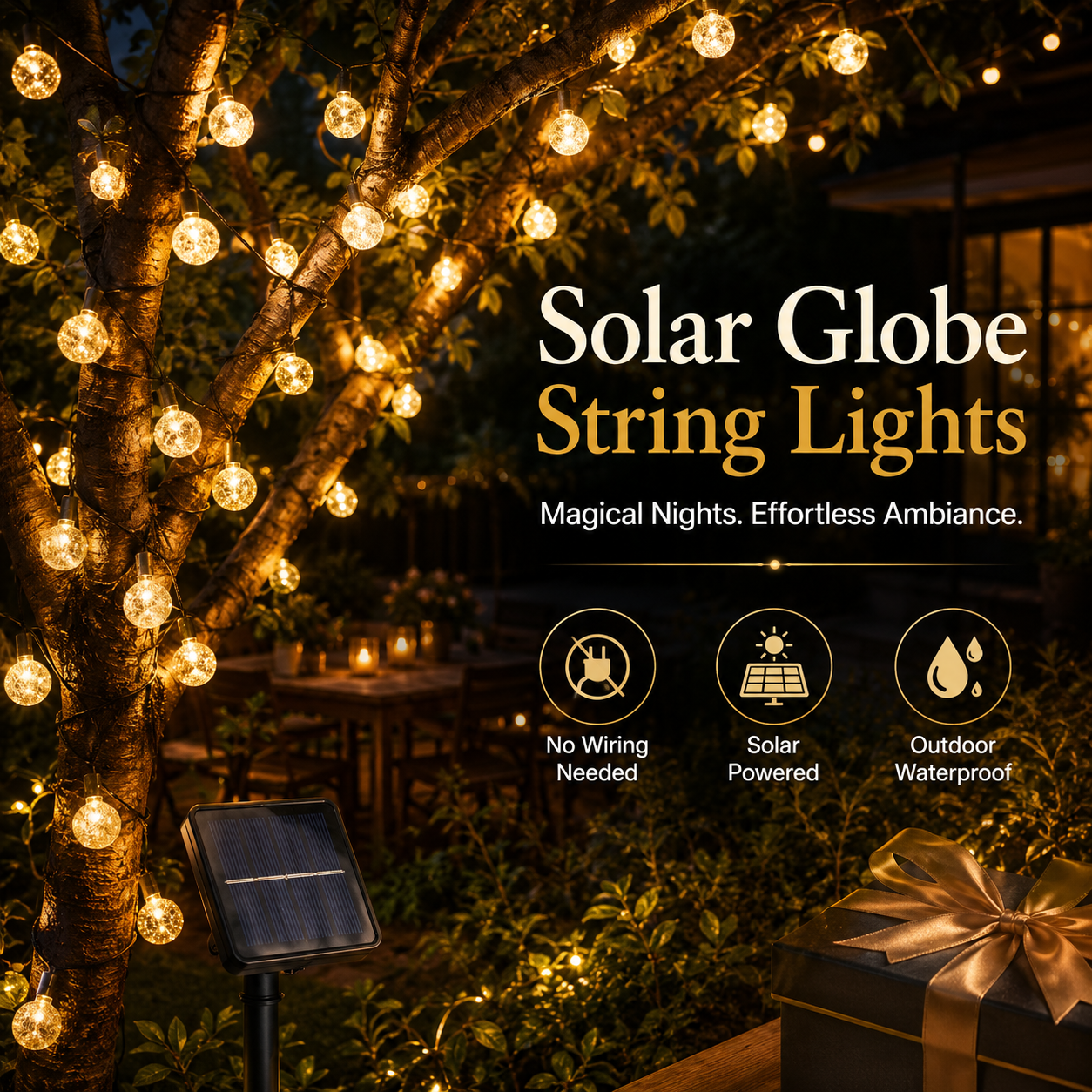 Solar Bubble Globe String Lights