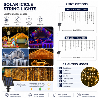 Solar Icicle String Lights