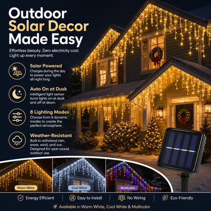 Solar Icicle String Lights