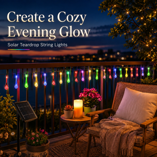 LED Solar Teardrop String Lights