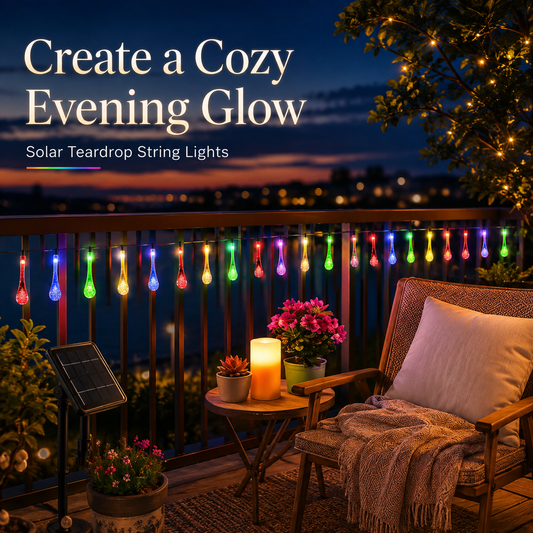 LED Solar Teardrop String Lights