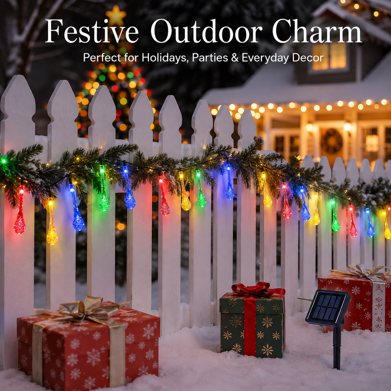 LED Solar Teardrop String Lights