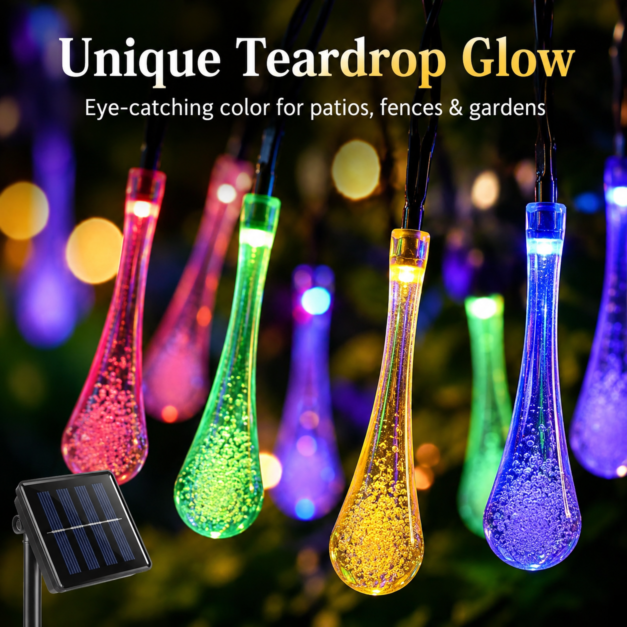 LED Solar Teardrop String Lights