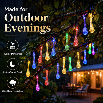 LED Solar Teardrop String Lights