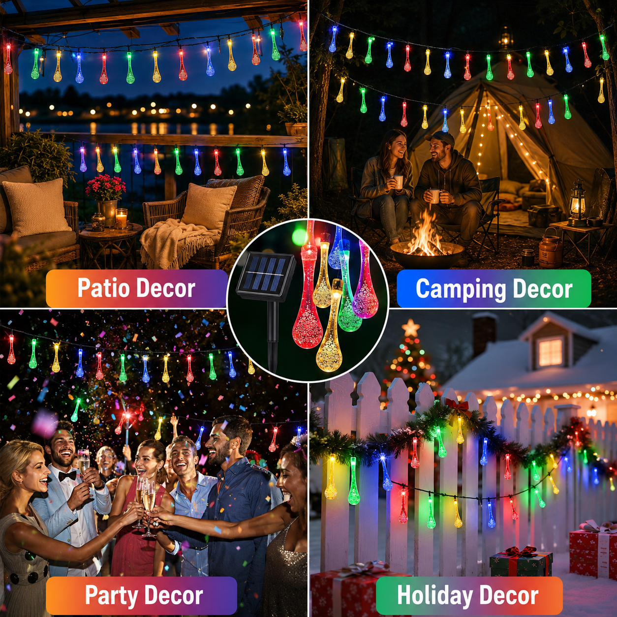 LED Solar Teardrop String Lights