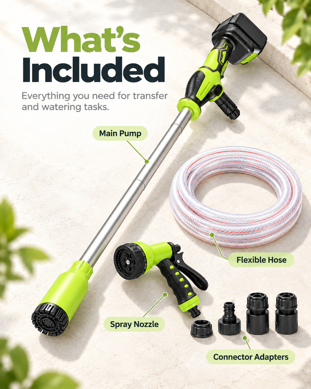 LUNORA Cordless Water Transfer Pump – Portable Handheld Electric Pump for Home & Garden
