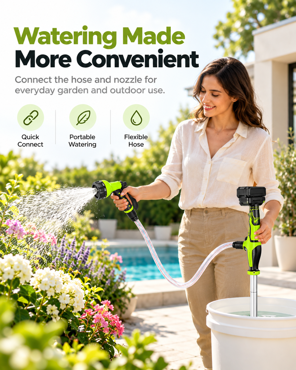 LUNORA Cordless Water Transfer Pump – Portable Handheld Electric Pump for Home & Garden