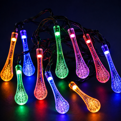 LED Solar Teardrop String Lights
