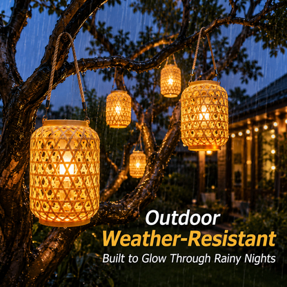 Solar Bamboo Lantern with USB Charging
