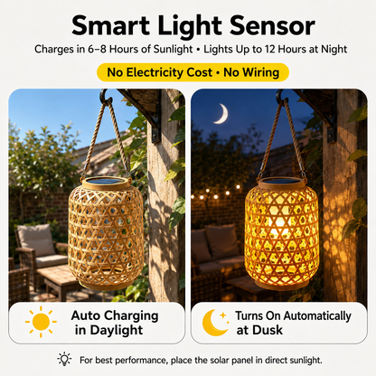 Solar Bamboo Lantern with USB Charging