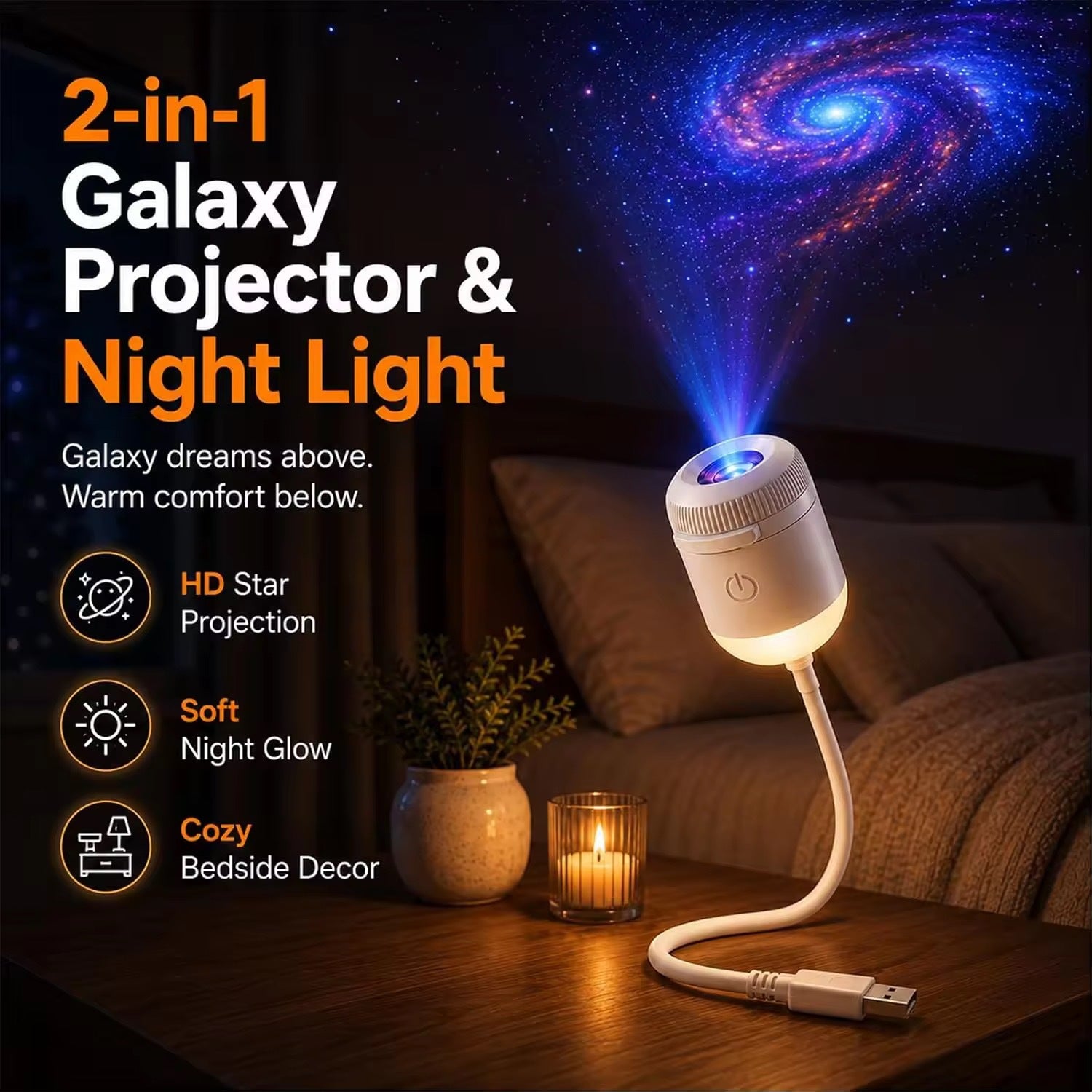 Dual-Mode Star Projector Night Light
